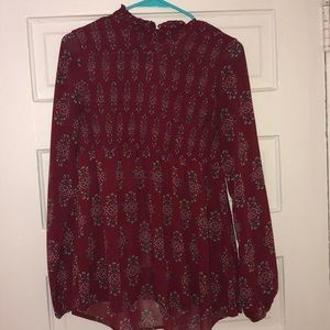 Maroon patterned blouse